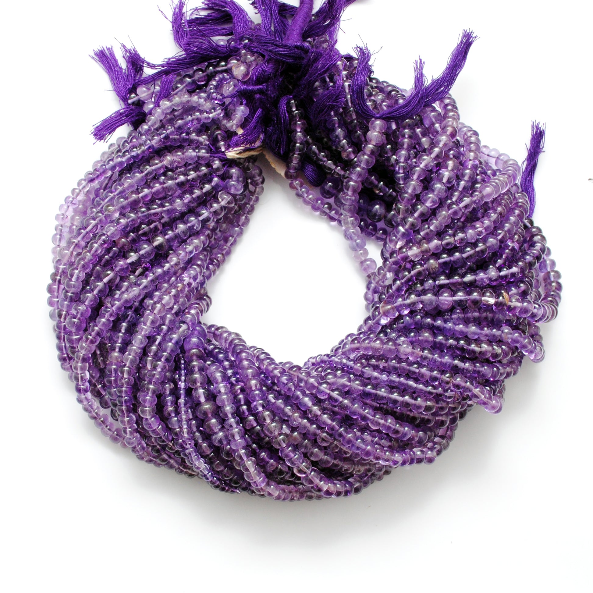 Natural amethyst rondelle beads DIY - loose scattered view