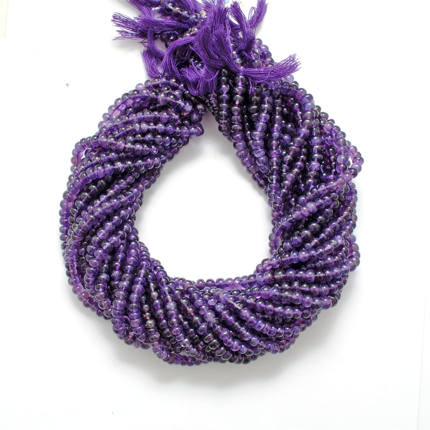 Natural amethyst rondelle beads February birthstone - jewelry making