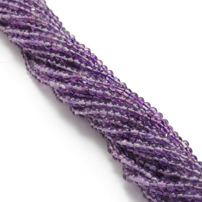 Natural amethyst smooth round beads 3mm - scale reference dainty