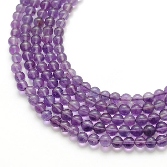 Natural amethyst round beads 4-4.5mm 15 inch strand - front view