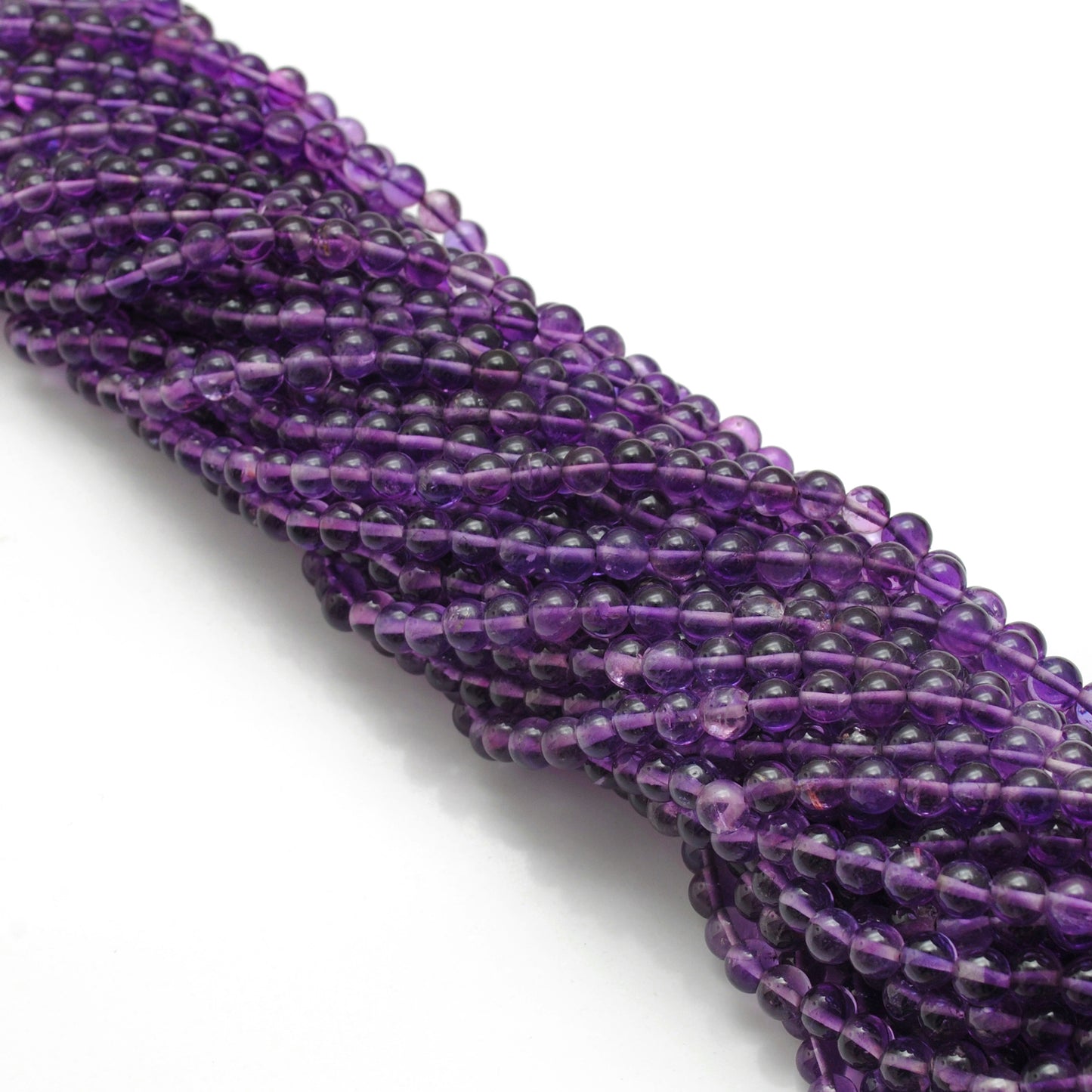 Natural amethyst 4mm round beads wholesale - Jaipur quality