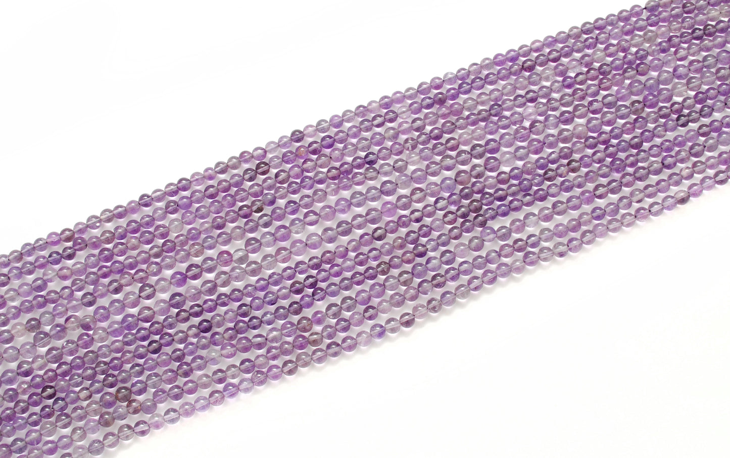 Natural amethyst smooth round beads - deep purple color view