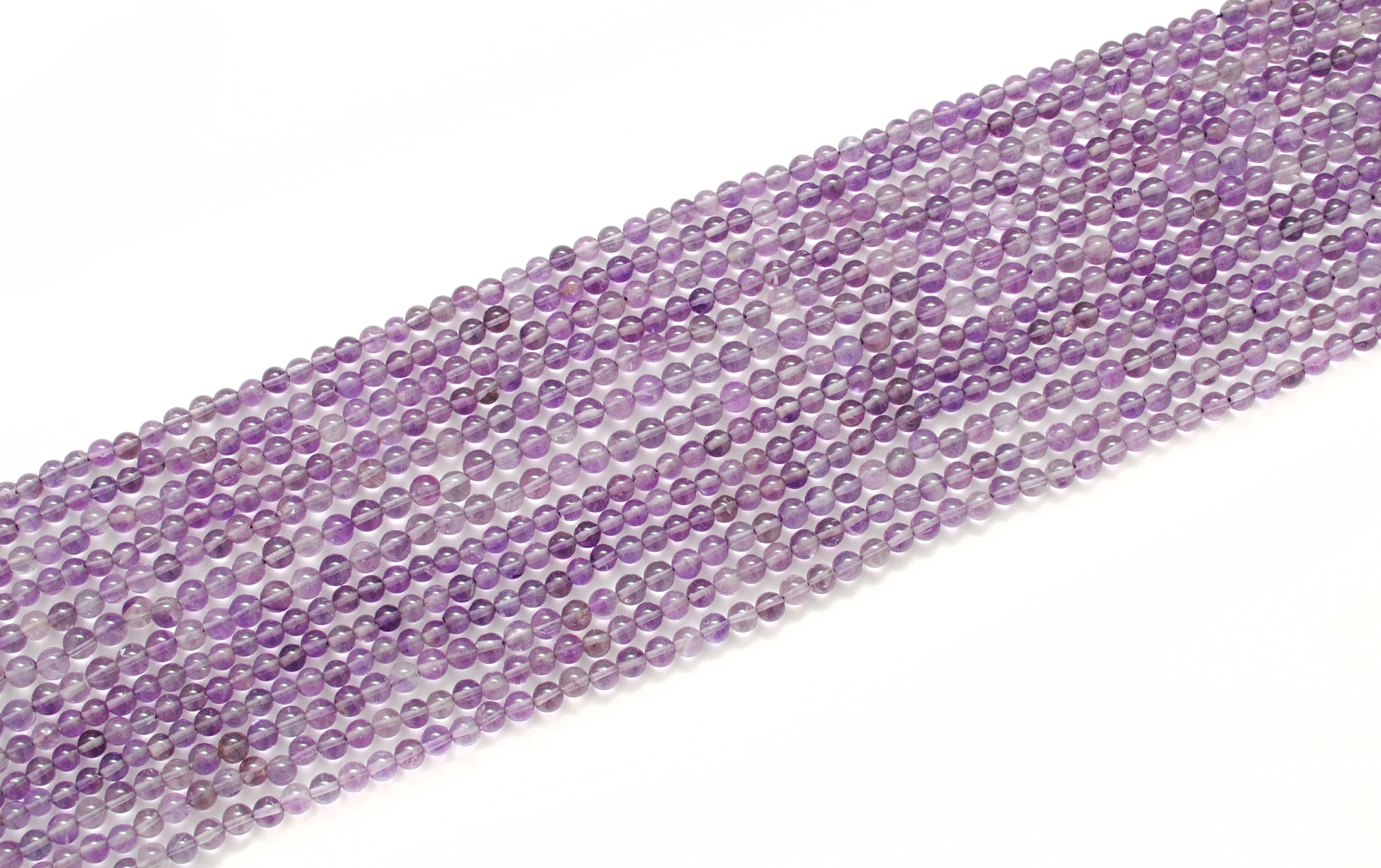 Natural amethyst smooth round beads - deep purple color view