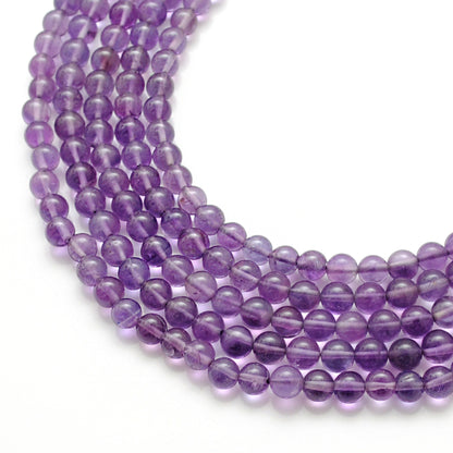 Natural amethyst round beads 5-5.5mm 15 inch strand - front view
