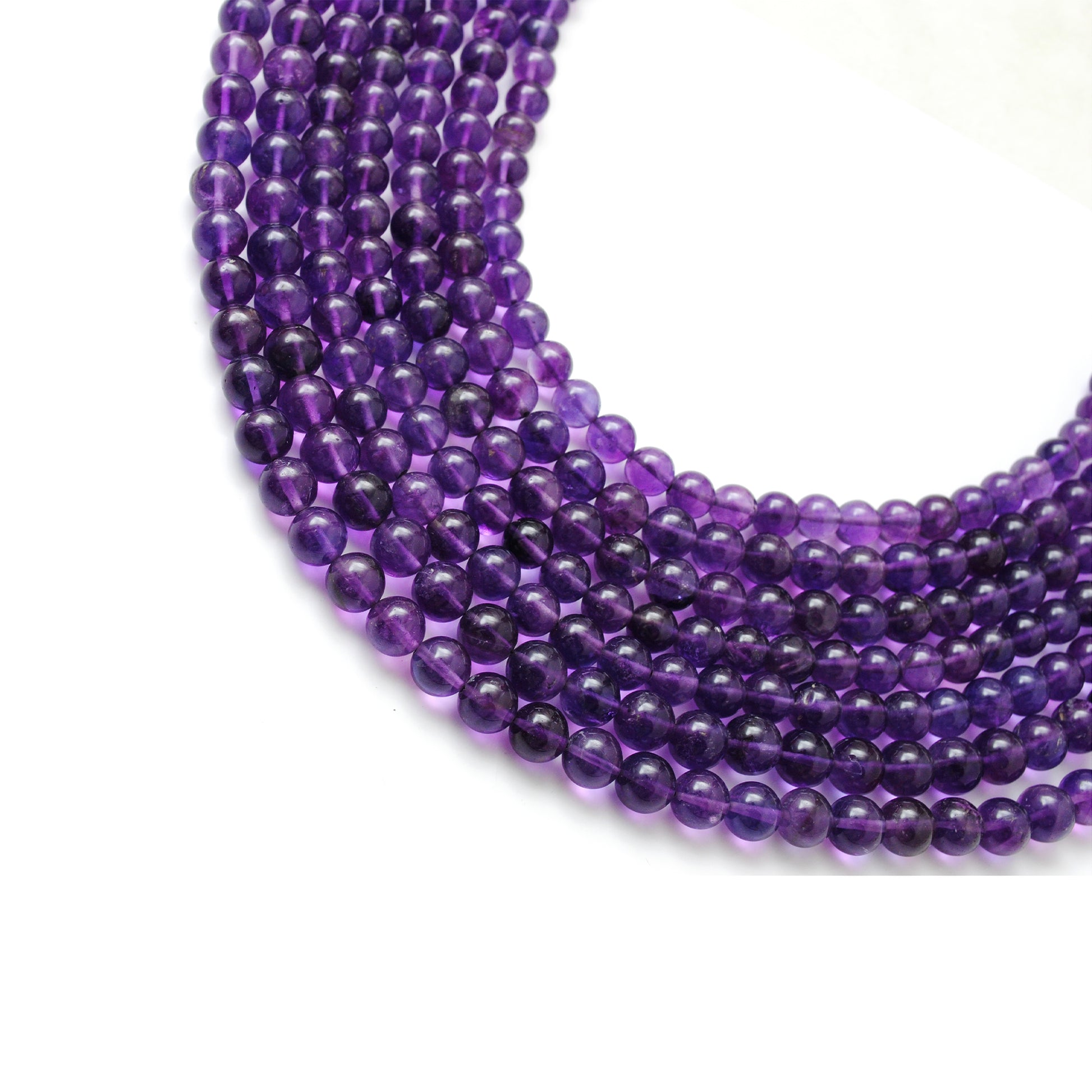 Natural amethyst round beads 6-8mm mixed 15 inch 54 pcs - front view