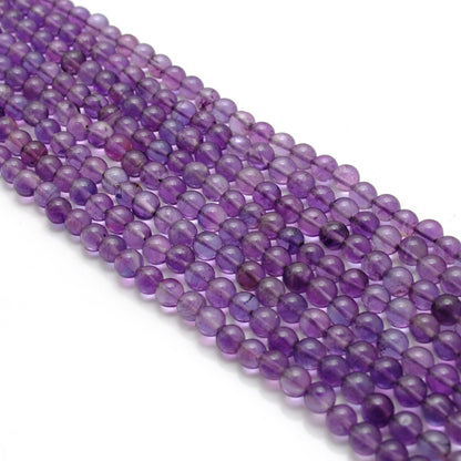 Natural amethyst round beads DIY - bracelet necklace example