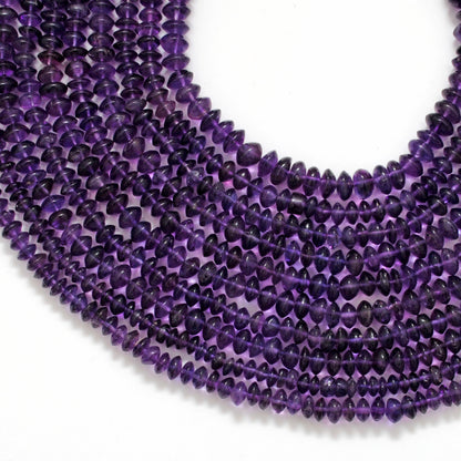 Natural amethyst smooth button beads 15 inch strand - front view