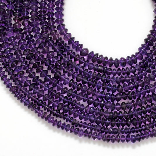 Natural amethyst smooth button beads 15 inch strand - front view
