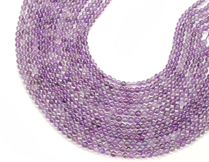 Natural amethyst round beads 15 inch strand - overhead flat lay