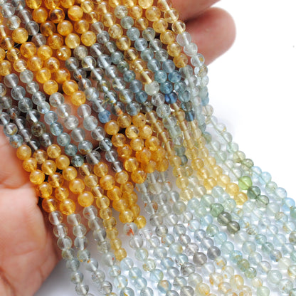 Natural aquamarine 4mm beads for dainty jewelry making - scale