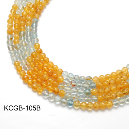 Natural aquamarine round beads strand side profile