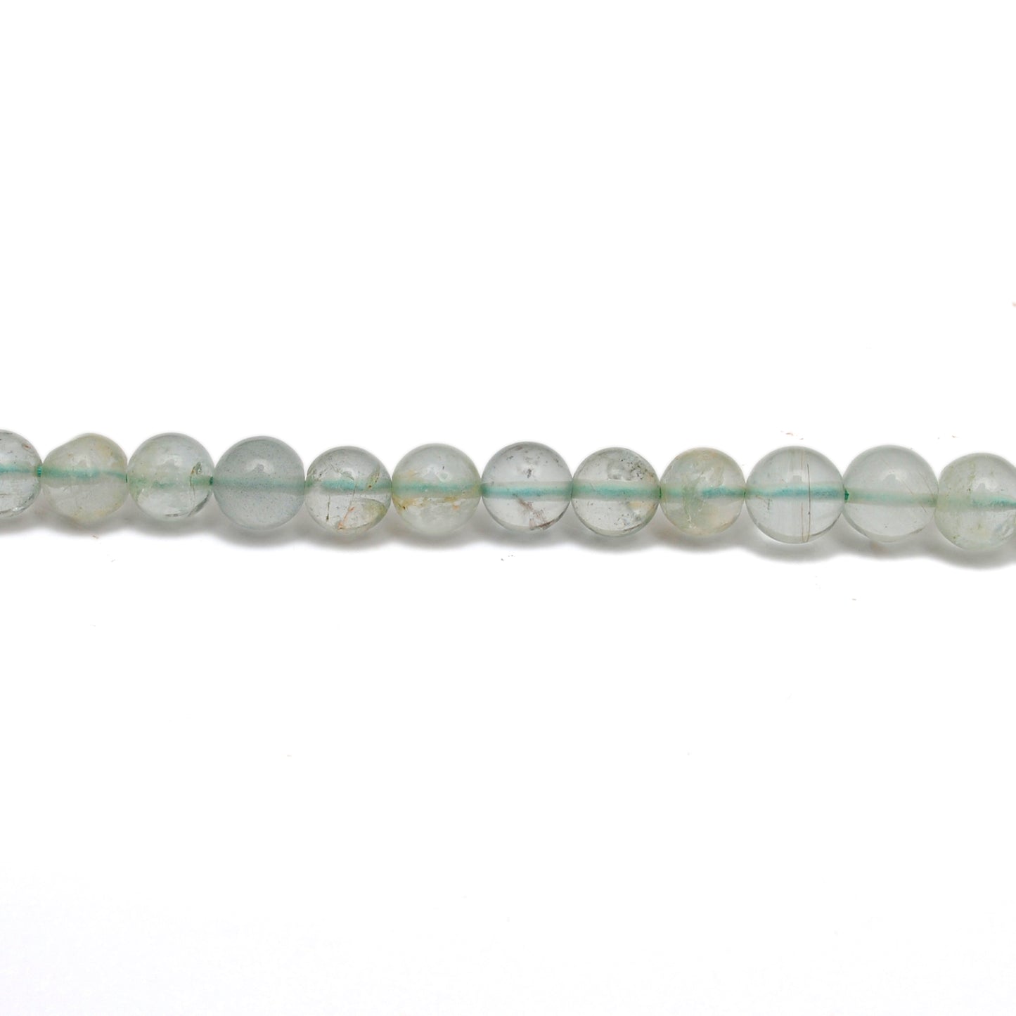 Natural aquamarine 6-6.5mm beads strand side profile