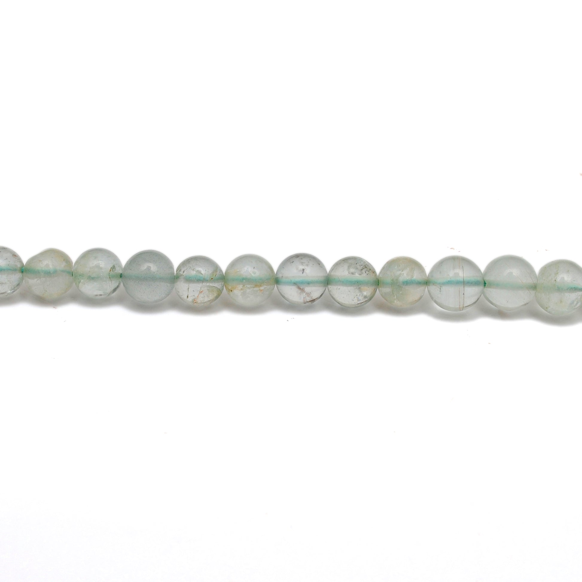 Natural aquamarine 6-6.5mm beads strand side profile