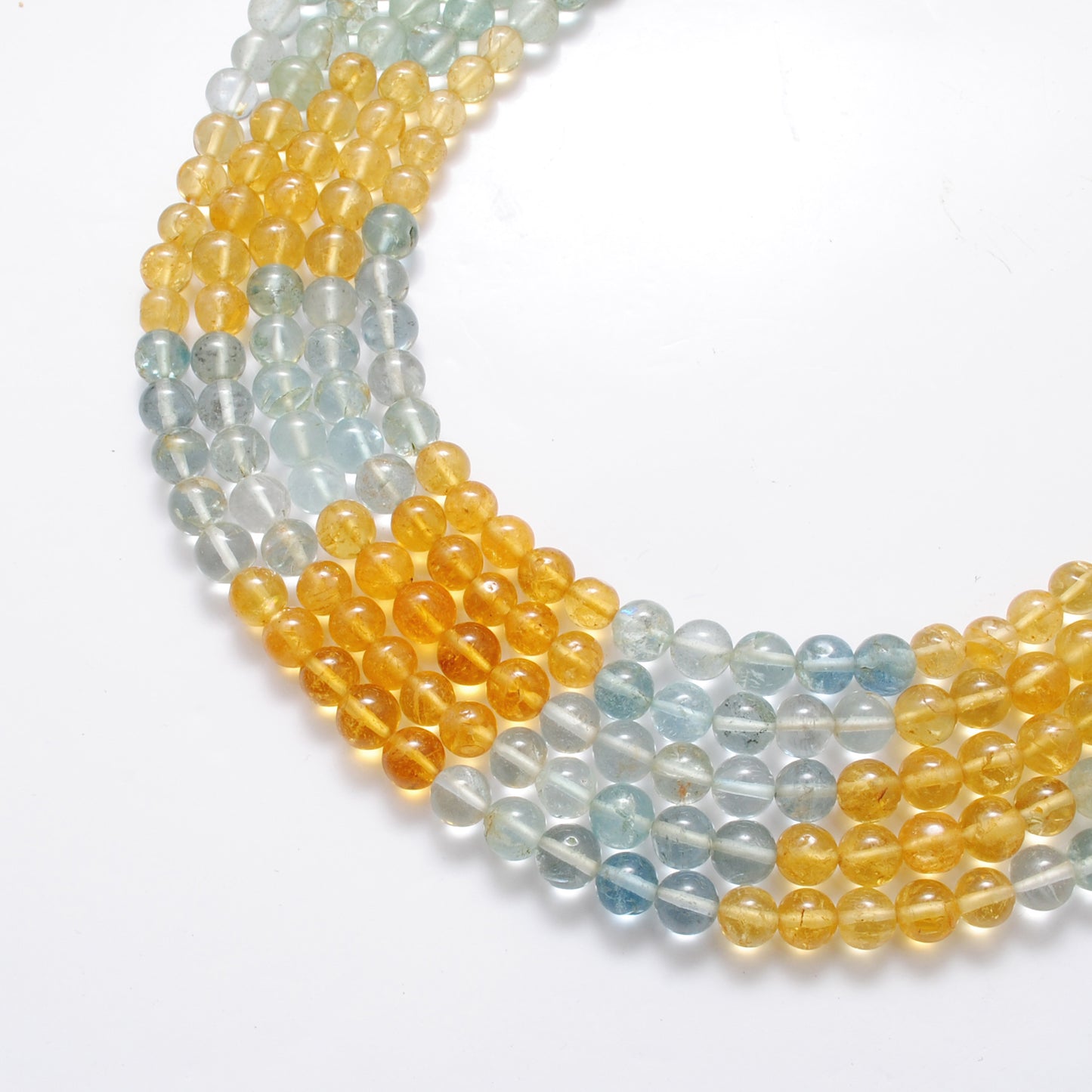 Natural aquamarine 6-7mm beads strand side profile