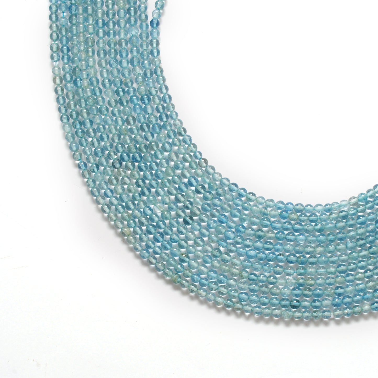 Natural aquamarine beads strand 15.5 inch - overhead flat lay