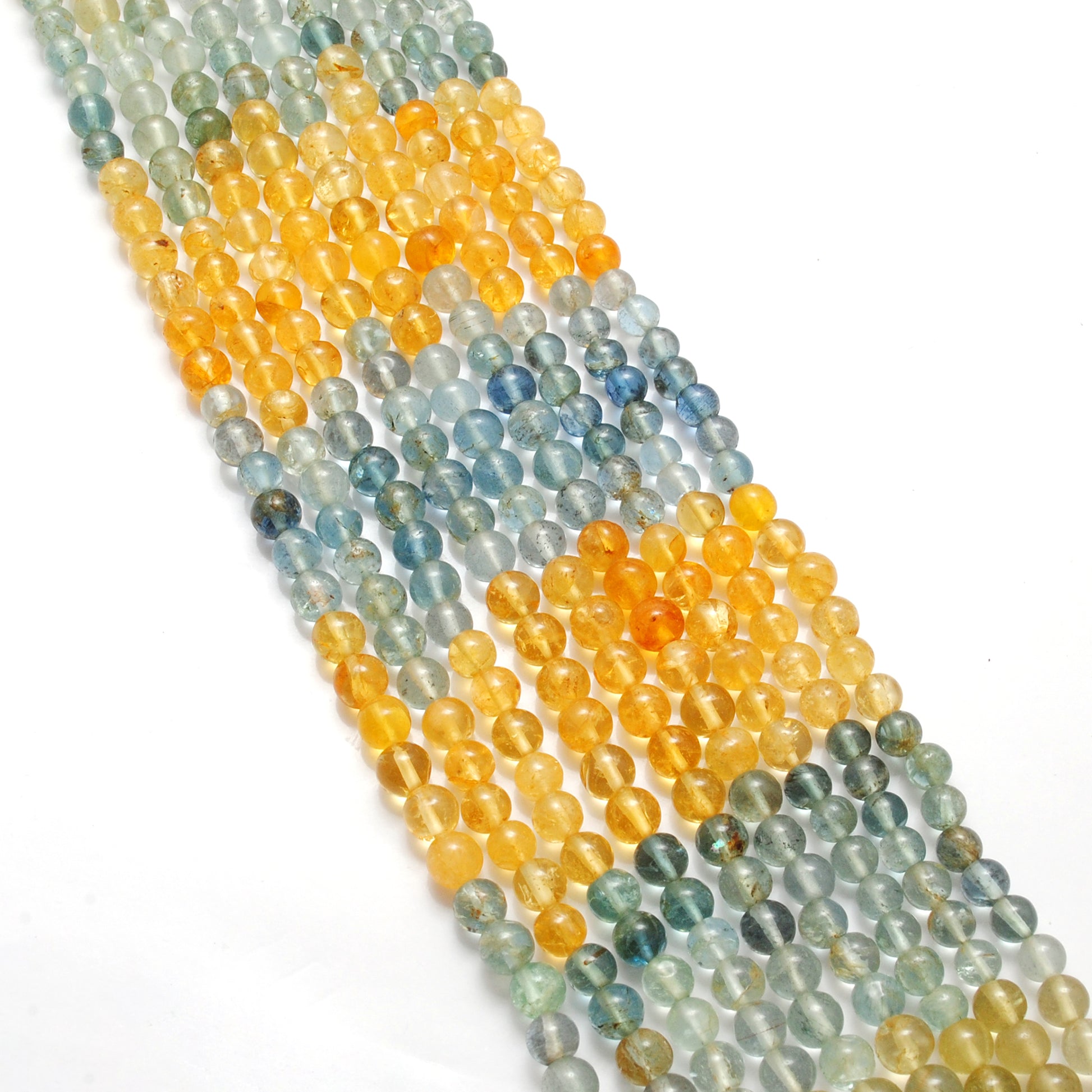 Natural aquamarine 4.5-5mm round beads 15 inch - overhead flat lay