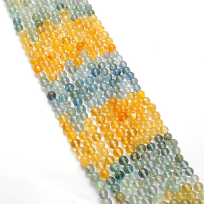 Natural aquamarine 4.5-5mm round beads 15 inch - overhead flat lay