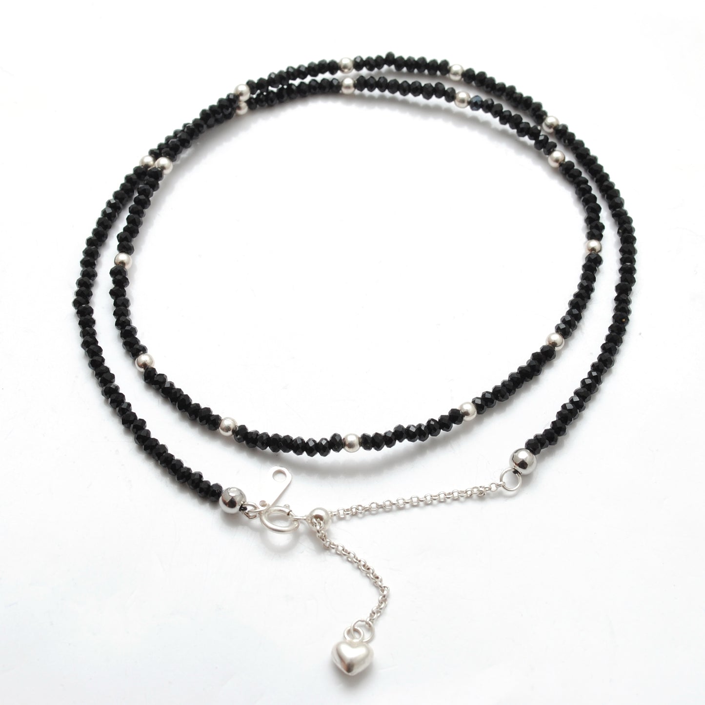 Natural Black Spinel Gemstone Necklace - Overhead View Jaipur
