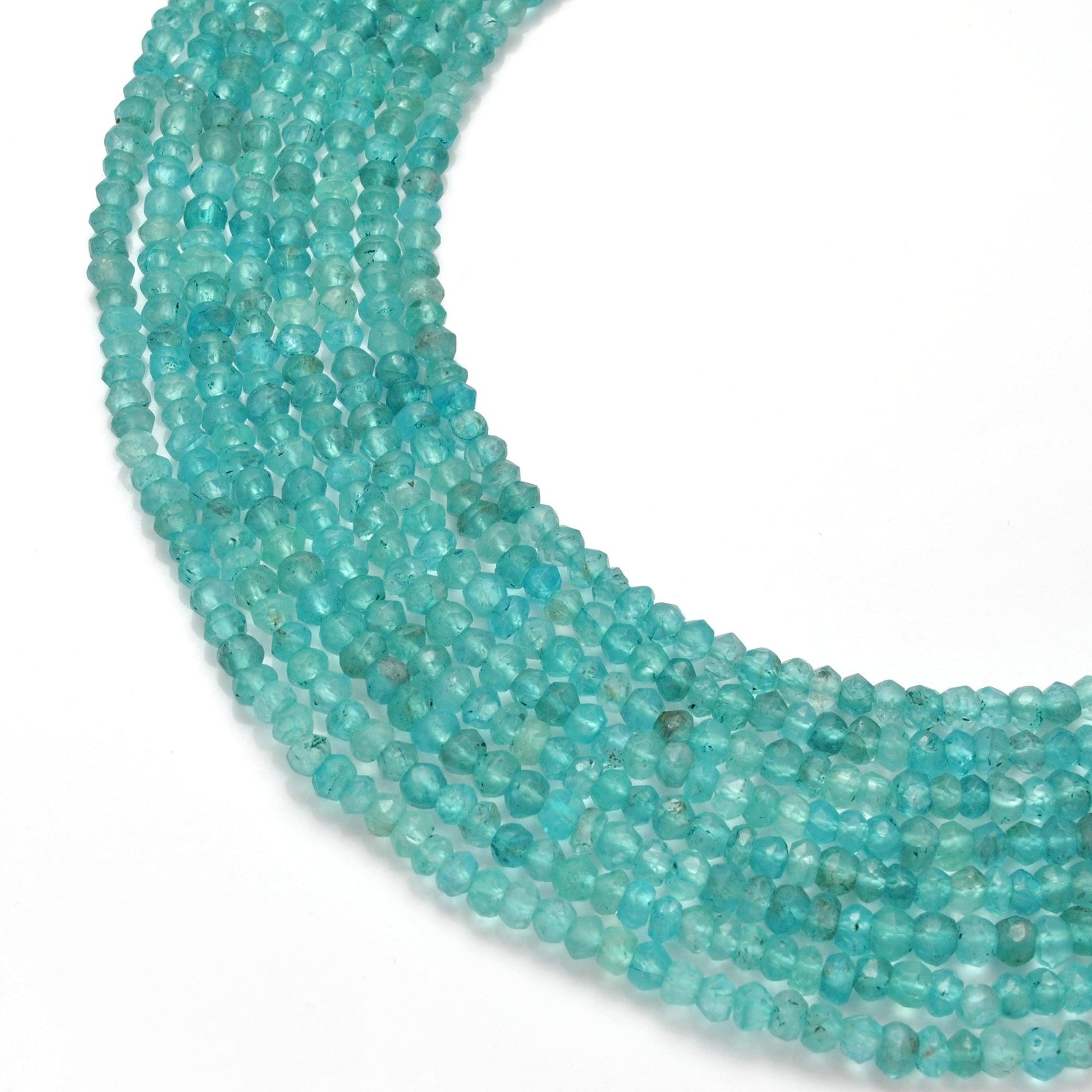 Natural blue apatite rondelle faceted beads 13 inch strand - front
