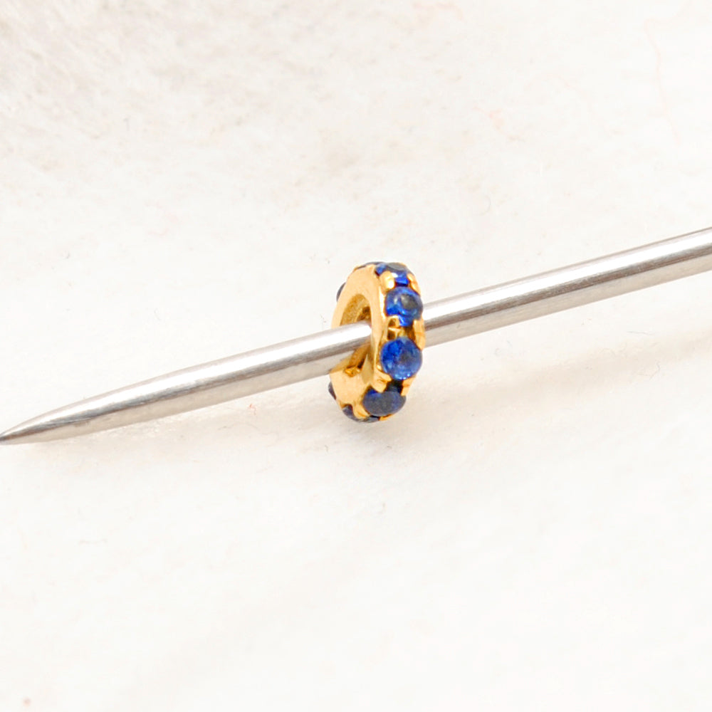 Natural Blue Sapphire Gold Rondelle 4mm – Multiple Angles