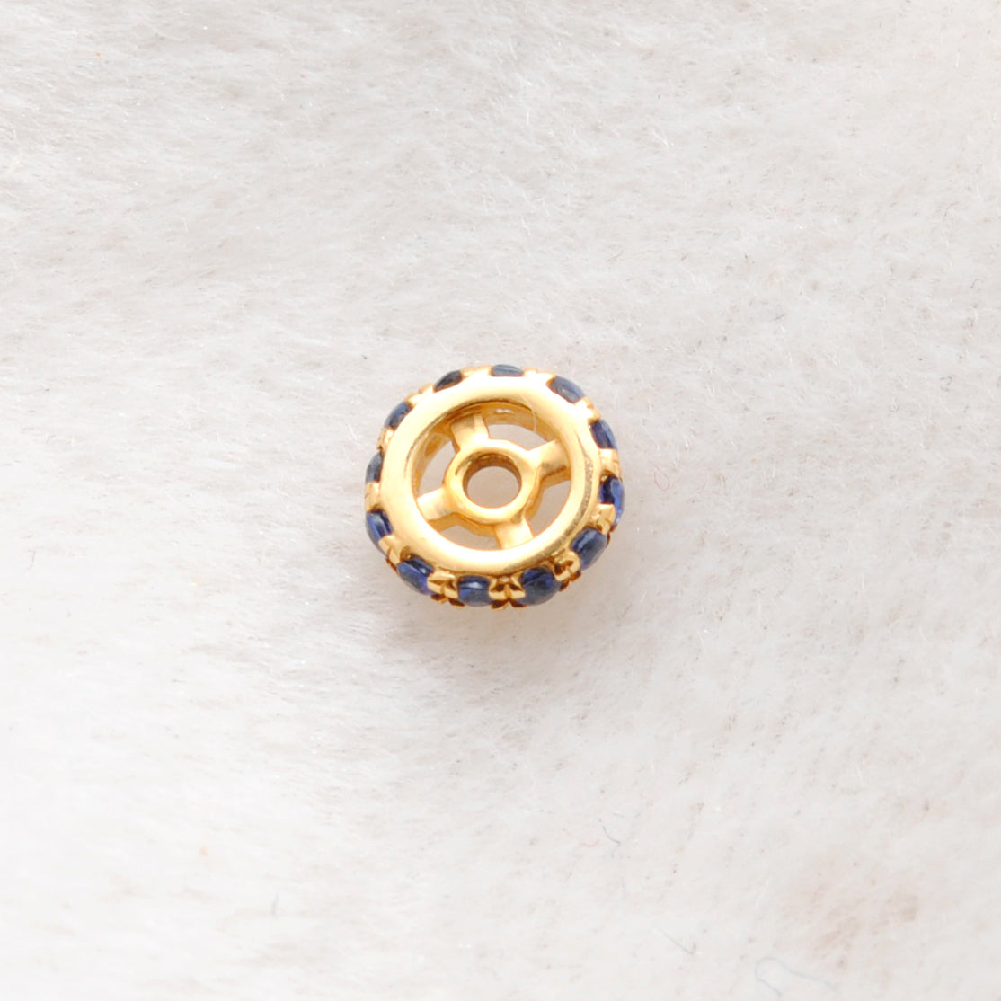 Natural Blue Sapphire Gold Wheel Spacer – Multiple Angles