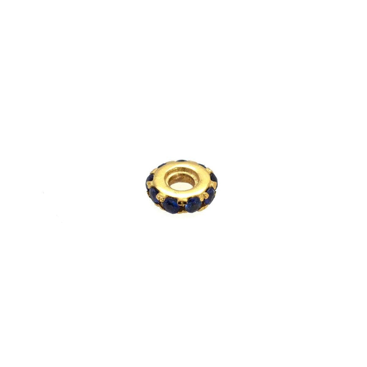Natural Blue Sapphire Rondelle Spacer 4mm 14K Gold – Close-Up Detail