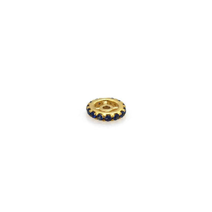 Natural Blue Sapphire Rondelle Wheel Spacer 6mm 14K Gold – Close-Up Detail