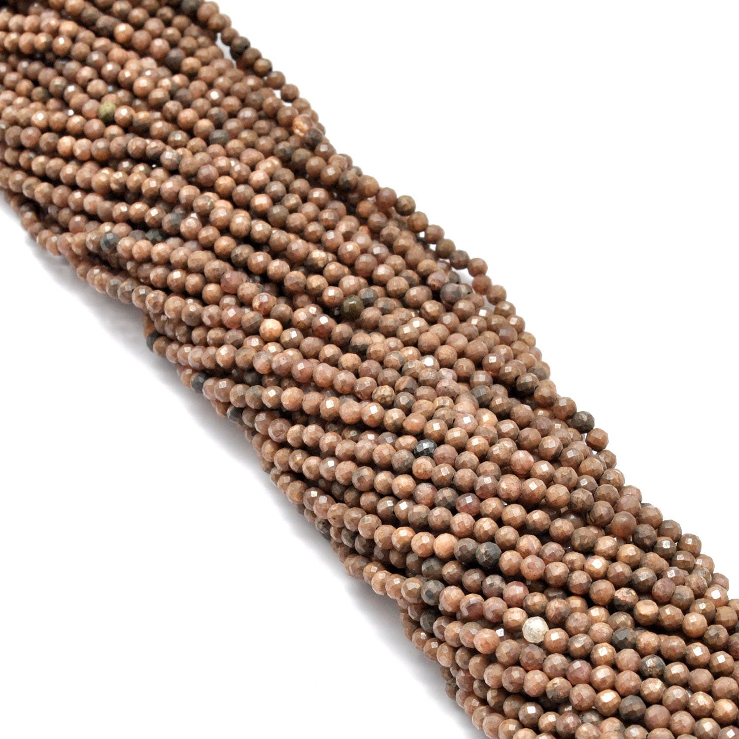 Natural camel jasper round beads 15 inch - overhead flat lay boho
