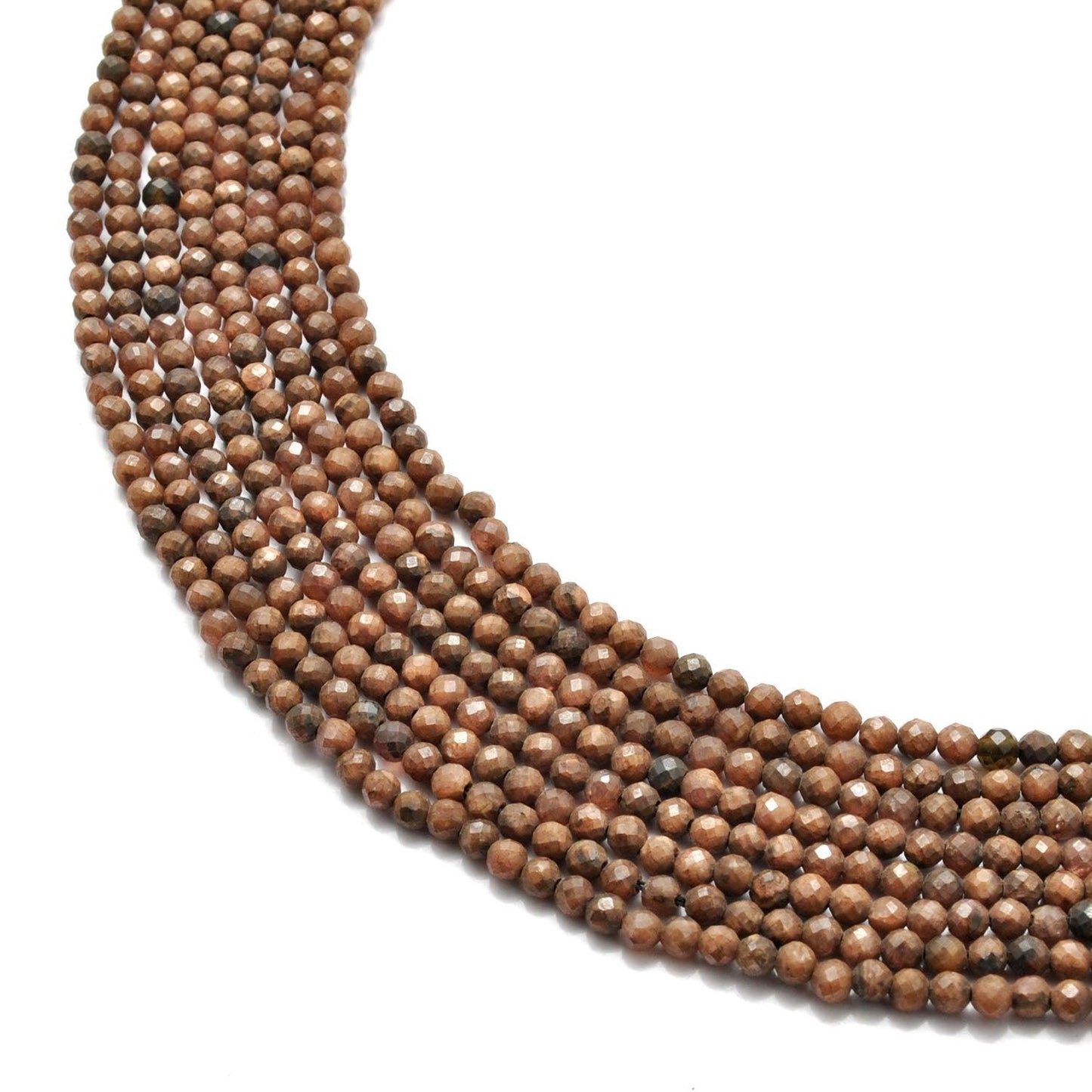 Natural camel jasper round faceted beads 15 inch strand - front view
