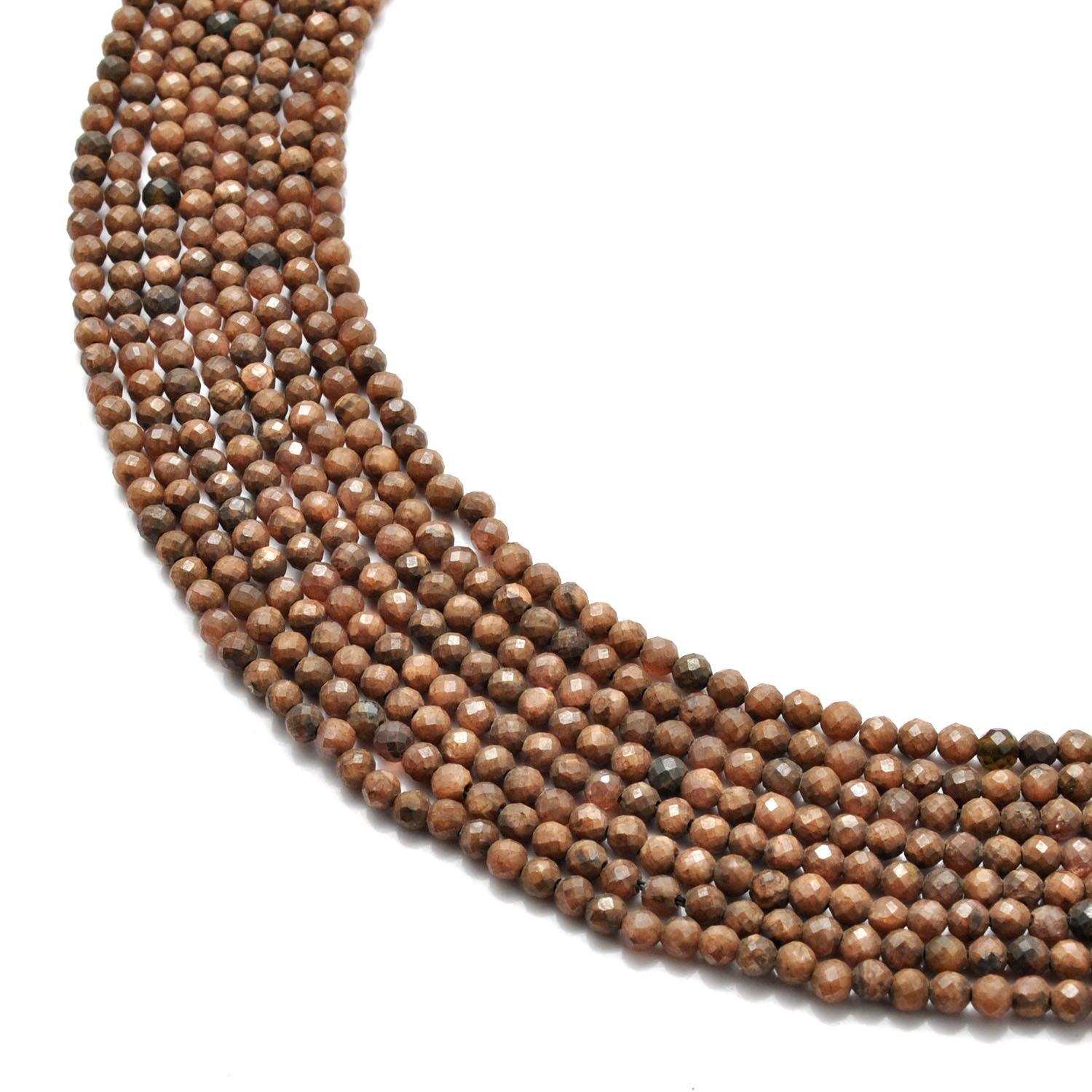 Natural camel jasper round faceted beads 15 inch strand - front view