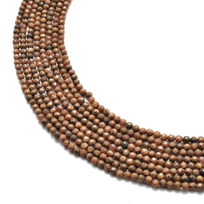 Natural camel jasper round faceted beads 15 inch strand - front view