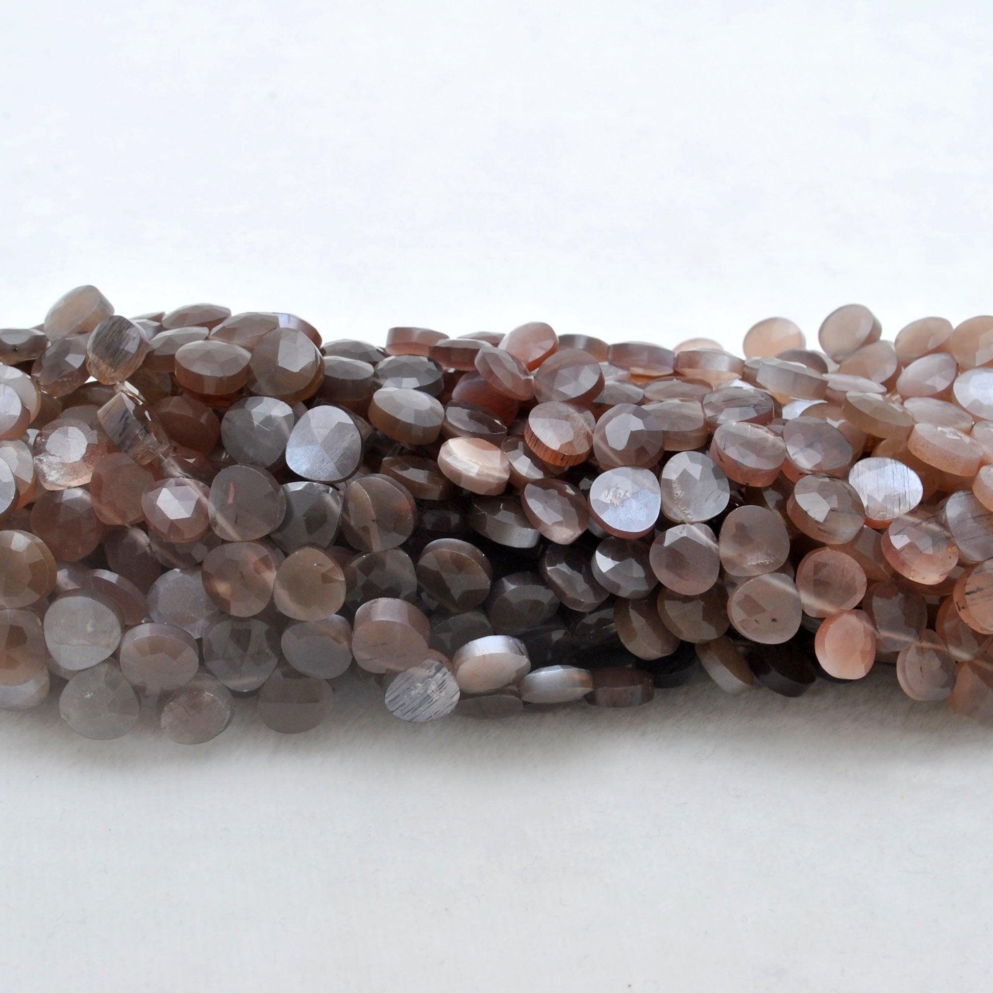 Natural chocolate moonstone faceted heart beads wholesale Jaipur