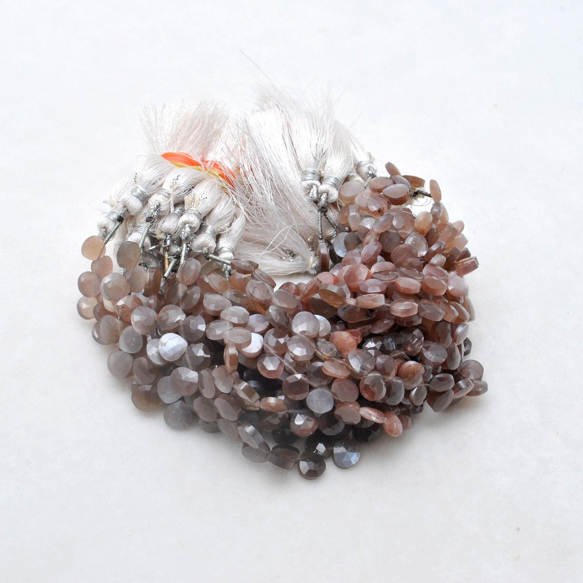 Natural chocolate moonstone heart beads scattered loose - unique