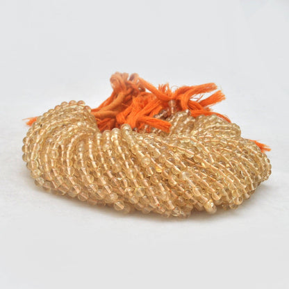 Natural citrine round beads 13.5 inch - overhead flat lay