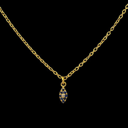 Natural Diamond Blue Sapphire Evil Eye Pendant – Close-Up Detail