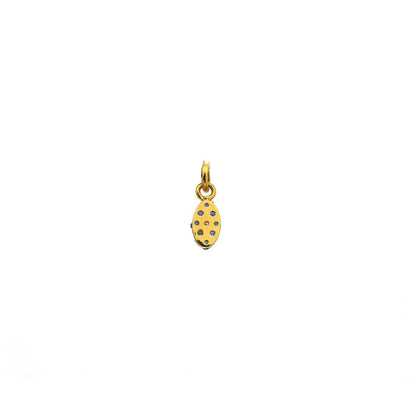 Natural Diamond Blue Sapphire Pavé Gold Charm – Close-Up Detail