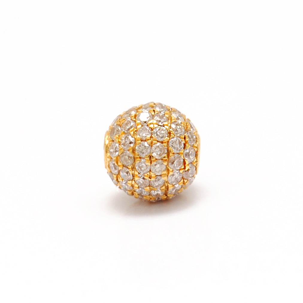 Natural Diamond Disco Ball Spacer Bead 14K Gold – Close-Up Pavé Detail