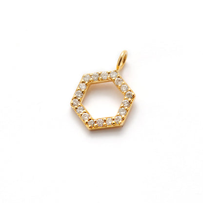 Natural Diamond Hexagon Pendant 14K Gold – Close-Up Detail