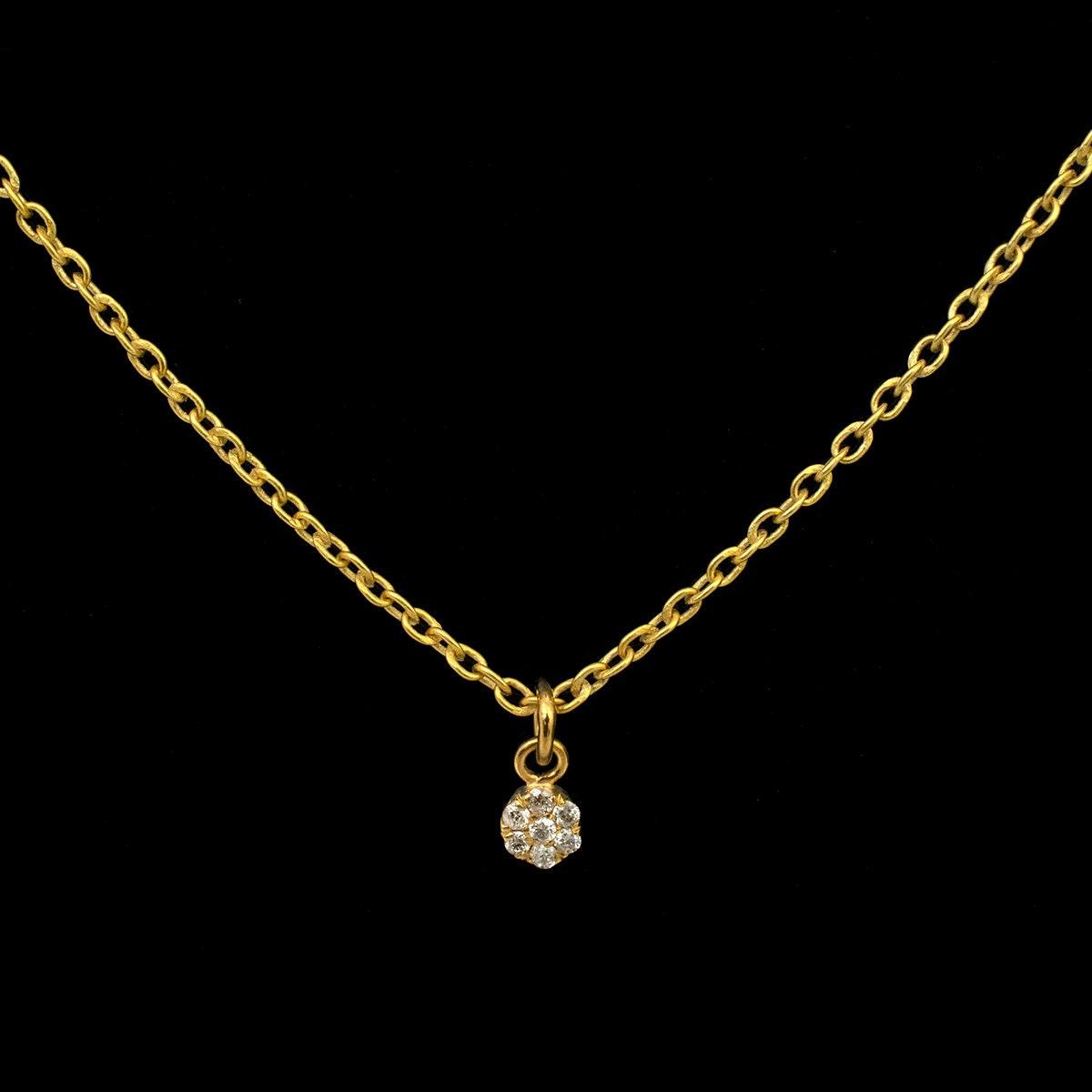 Natural Diamond Pavé 3mm Gold Charm – Close-Up Detail
