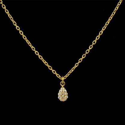 Natural Diamond Pavé 6x4mm Gold Pendant – Close-Up Detail