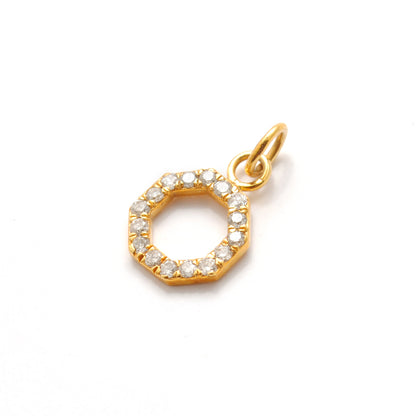 Natural Diamond Pavé 8mm Pendant 14K Gold – Close-Up Detail