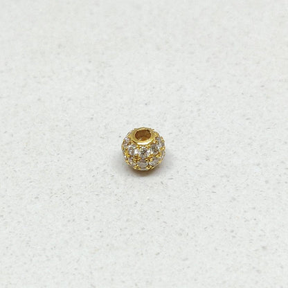 Natural Diamond Pavé Ball Spacer Bead 4mm 14K Gold – Close-Up Detail