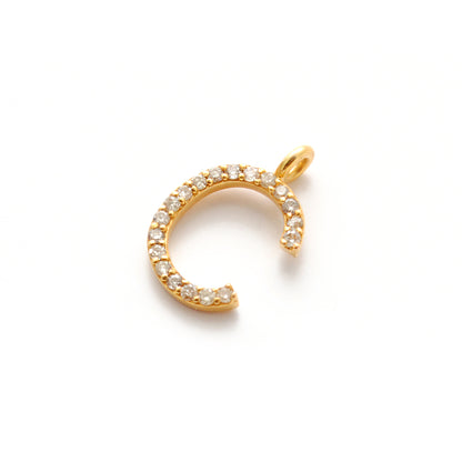 Natural Diamond Pavé C Initial Gold Charm – Close-Up Detail