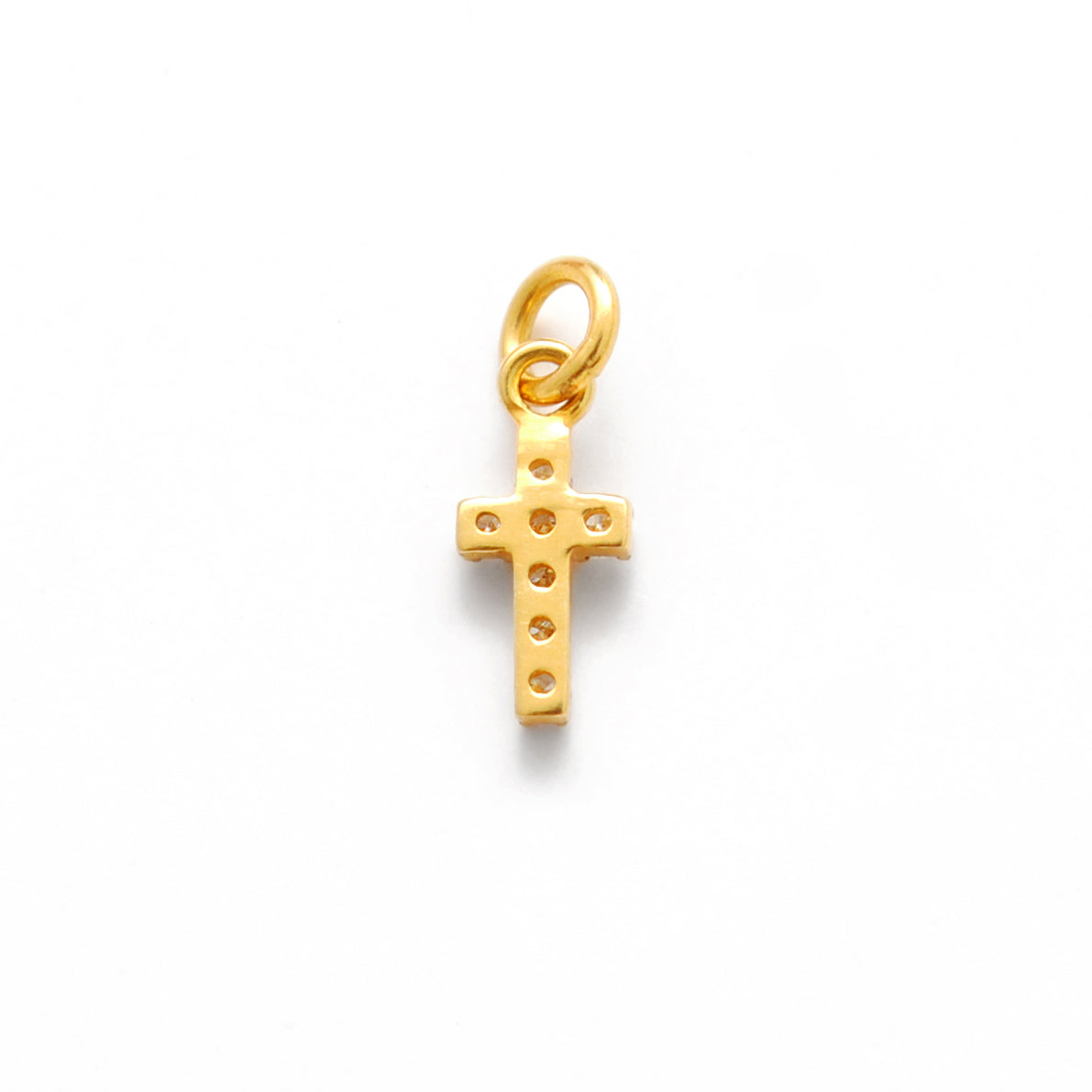 Natural Diamond Pavé Cross Gold Charm – Close-Up Detail