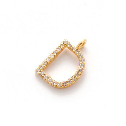 Natural Diamond Pavé D Initial Gold Charm – Close-Up Detail