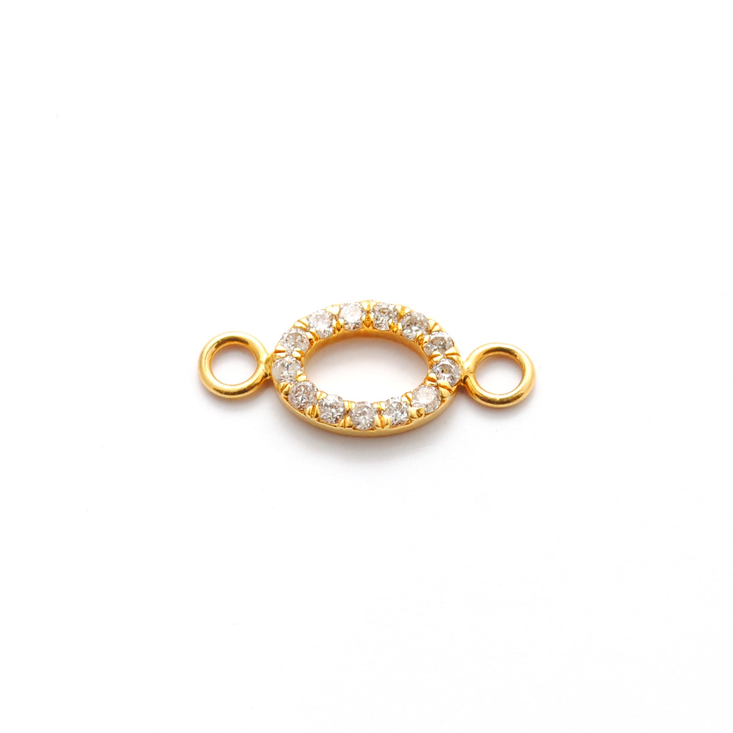 Natural Diamond Pavé Double Loop Connector 14K Gold – Close-Up Detail