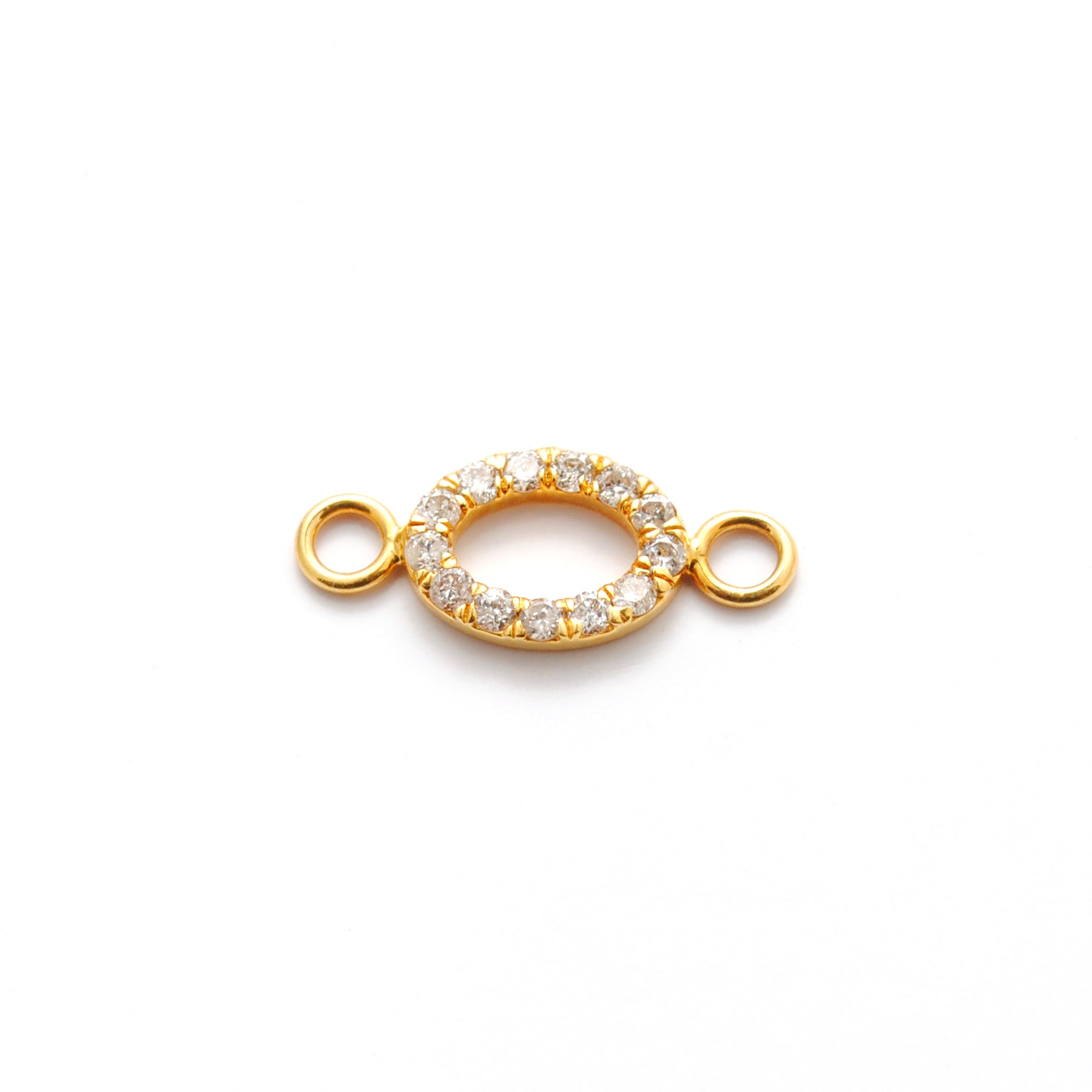 Natural Diamond Pavé Double Loop Connector 14K Gold – Close-Up Detail