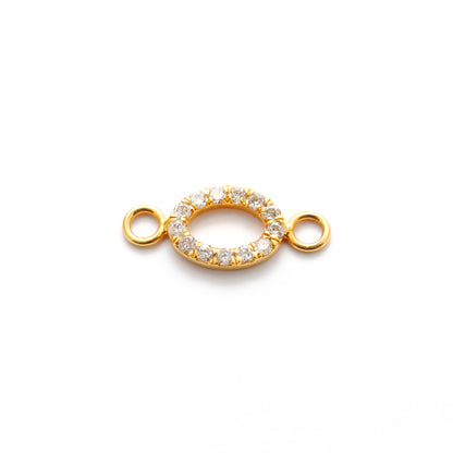 Natural Diamond Pavé Double Loop Connector 14K Gold – Close-Up Detail