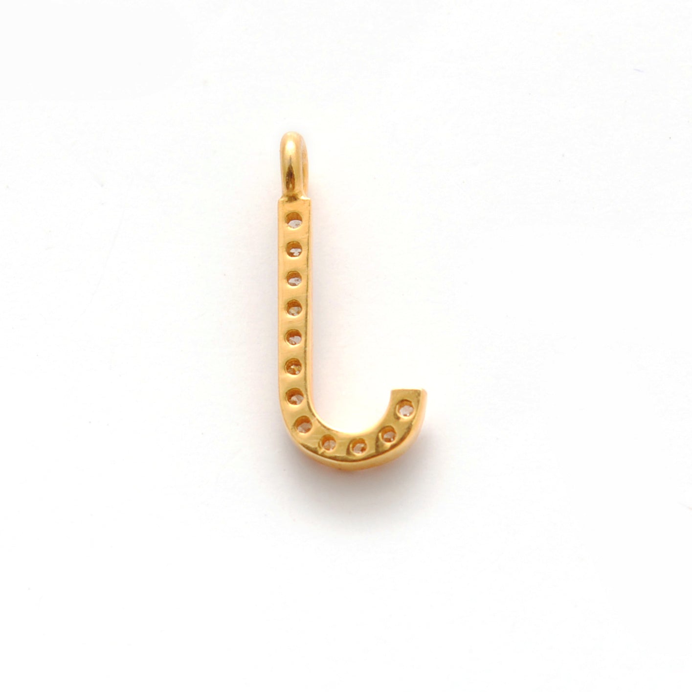 Natural Diamond Pavé J Initial Gold Charm – Close-Up Detail