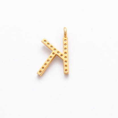 Natural Diamond Pavé K Initial Gold Charm – Close-Up Detail